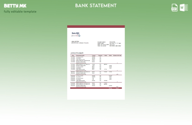 модерен стил на Танзанија BncABC шаблон за извод од банка